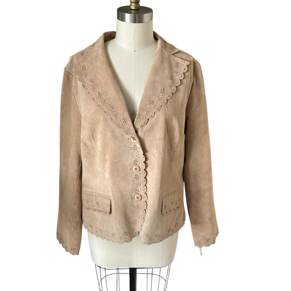 Pendleton Suede Scalloped-Edge Jacket - Tan